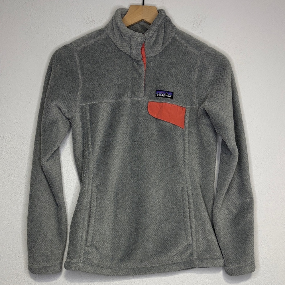 Patagonia Women's Re-Tool Snap-T Pullover Fuzzy Fleece Extra Small Gray Coral